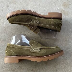 Anne Klein Emmylou Suede Loafers Olive Women’s Size 7M